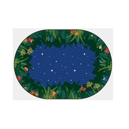 Wall-To-Wall Peaceful Tropical Night 3.83 ft. x 5.42 ft. Oval Carpet WA2211506
